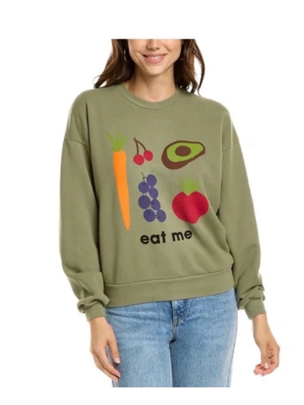 MOTHER Olive Graphic 'Eat Me' Fruit & Veg Sweatshirt